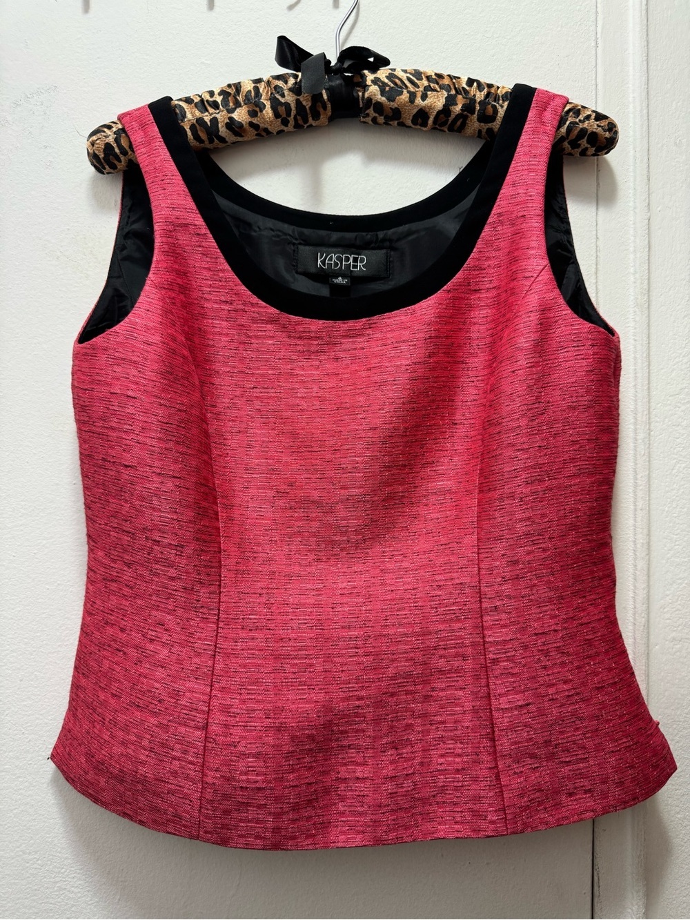 2000s KASPER SHIMMERING CORAL/PINK/BLACK ELEGANT WEAVE CAMISOLE TOP Size 4